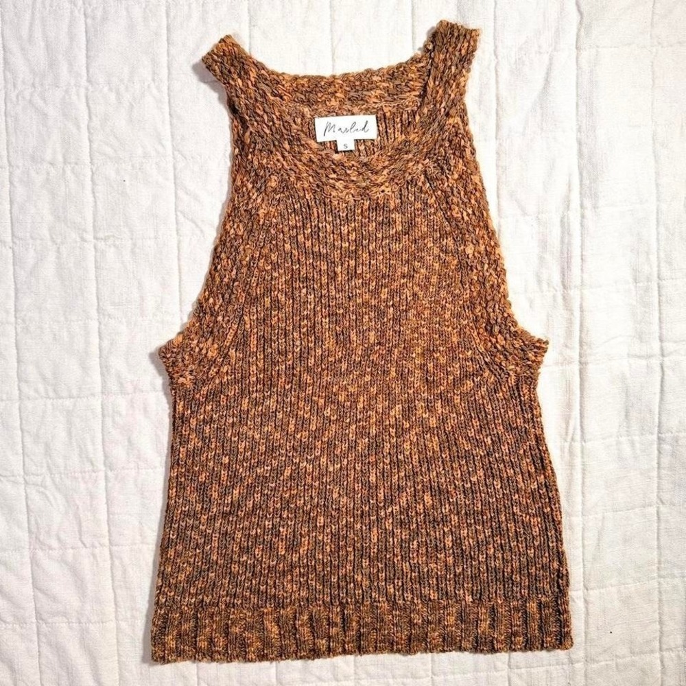 Marled Knit Tank Top – Size Small‎ – Brown/Beige Marled Yarn